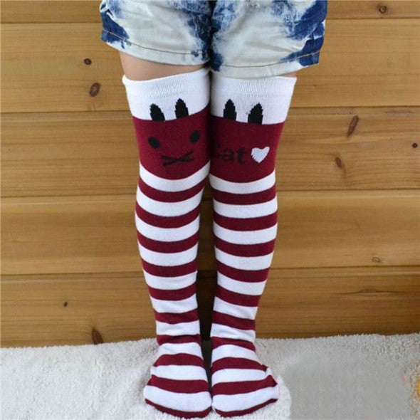 Toddlers Baby Kids Girls Knee High Socks School Cotton Tights Striped Stockings for Girls 1-8Y Collant Fille