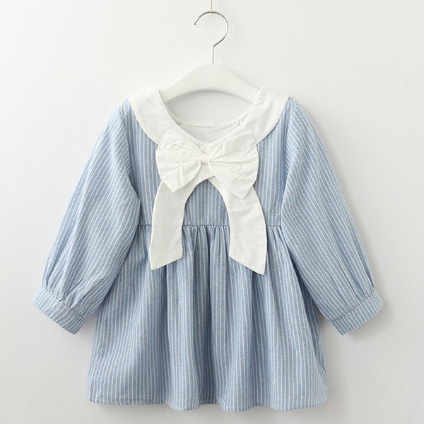 Bear Leader Girls Dress 2018 New Autumn Casual Ruffles A-Line Striped Full Sleeve Kids Dress For 3T-7T