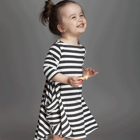 Bear Leader Girls dresses 2018 New spring&autumn casual style Asymmetrical striped princess dress The party for children clothes