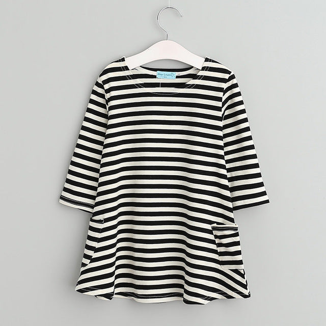 Bear Leader Girls dresses 2018 New spring&autumn casual style Asymmetrical striped princess dress The party for children clothes
