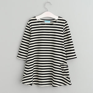 Bear Leader Girls dresses 2018 New spring&autumn casual style Asymmetrical striped princess dress The party for children clothes