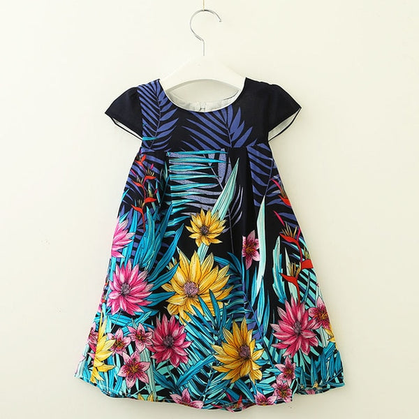 Bear Leader Girls Dresses 2018 New Fashion Princess Clohting Lush Leaves Flower Pattern Sleeveless Girls Dresses For 3-8 Years