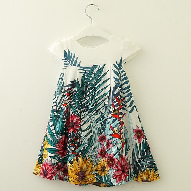 Bear Leader Girls Dresses 2018 New Fashion Princess Clohting Lush Leaves Flower Pattern Sleeveless Girls Dresses For 3-8 Years