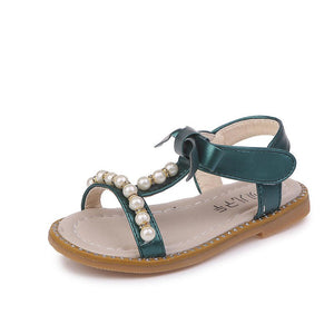New Summer Kids Comfortable Beach Shoes Baby Princess Pearl Beading Sandals Beautiful Fashion Shoes Girls