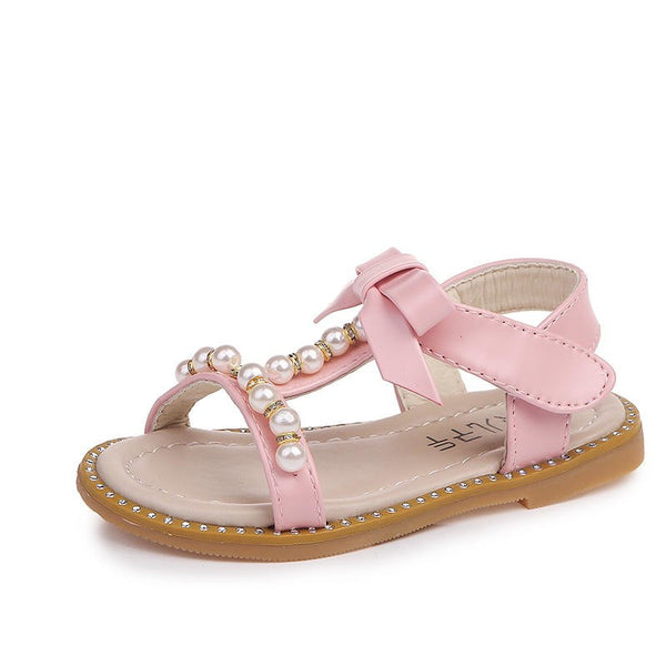 New Summer Kids Comfortable Beach Shoes Baby Princess Pearl Beading Sandals Beautiful Fashion Shoes Girls