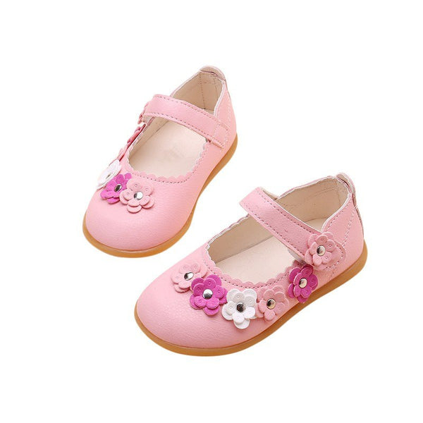 Summer Fashion PU Children Sandals for Girls Floral Print Kids Sandals Solid Color Girls Princess Shoes