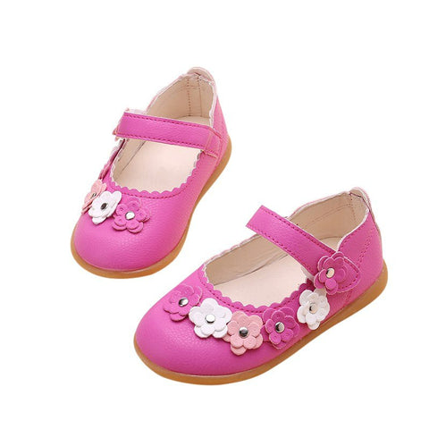 Summer Fashion PU Children Sandals for Girls Floral Print Kids Sandals Solid Color Girls Princess Shoes