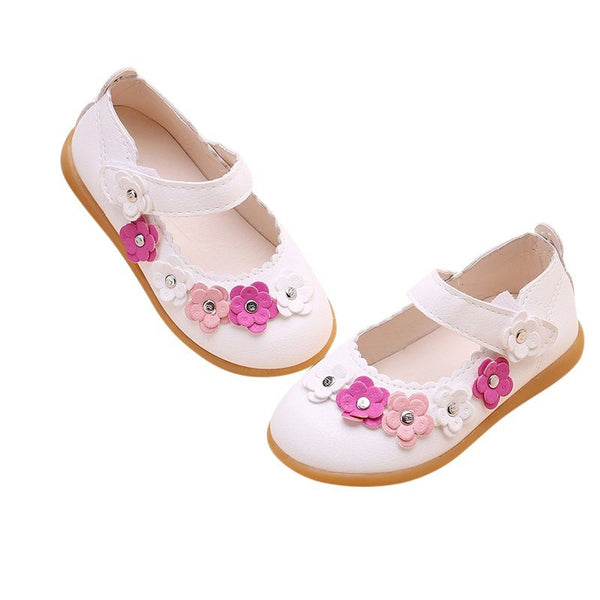 Summer Fashion PU Children Sandals for Girls Floral Print Kids Sandals Solid Color Girls Princess Shoes
